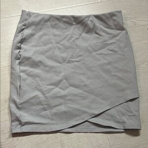 Sunday Best Light Gray Wrap-Front Mini Skirt